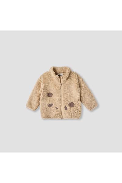 Juniors Faux Fur Zip Through Jacket with Long Sleeves