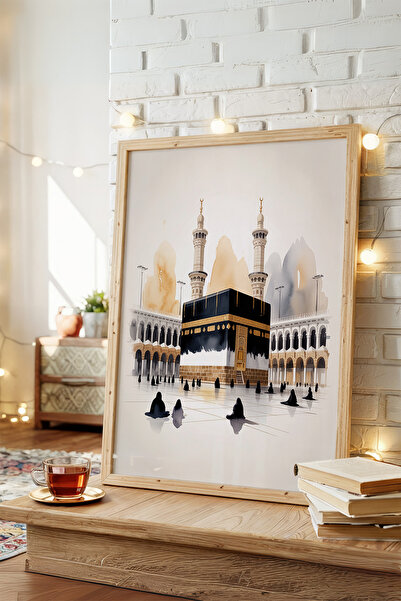 AKSU SANAT Kâbe-i Muazzama, Dini Kanvas Poster, Pastel Dini Poster, ÇERÇEVESİZ Kanvas Poster 1PSTR646