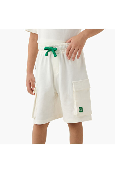 Juniors KSA National Day Applique Cargo Shorts with Drawstring Closure