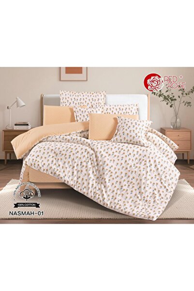 Red Rose Nasma double bedsheet set, 100% cotton, very luxurious, consisting of 8 pieces, size 230*250 cm
