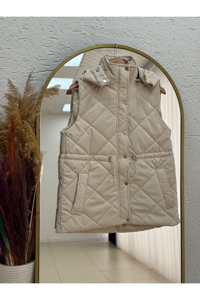 MİHRA STORE Γιλέκο με διπλή τσέπη με σφιχτή πλάτη Naz Beli-SA4138.1 Πέτρα