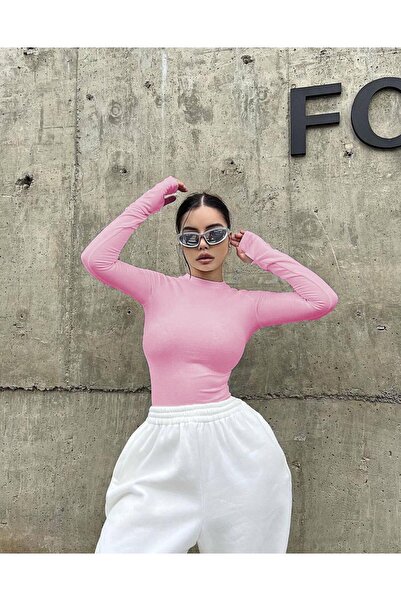 QUUL WEAR Parmak Geçirmeli Body Pembe