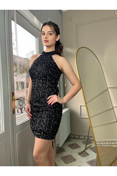 Seri Stefany Mini Payet Elbise – Askılı, Işıltılı Abiye Elbise