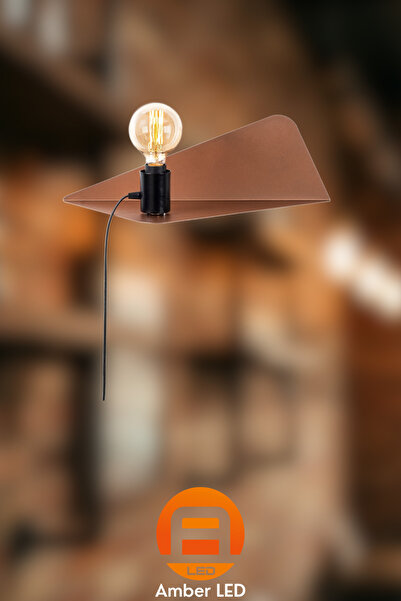 AmberLED ثريا معدنية أنيقة بجسم واحد، نحاس غير لامع، متوافقة مع E27