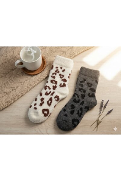 TChic 2 Pairs of Leopard Patterned Plush Socks