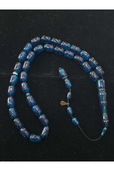 sarıyer silver سبحة من حجر العنبر الطبيعي بتصميم مميز مع شراشيب، صناعة يدوية،...