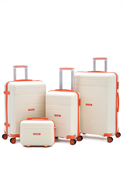 ELATAE V305 4’lü Polipropilen Kırılmaz Valiz + Makyaj Seti – Ultra Hafif, Gen...