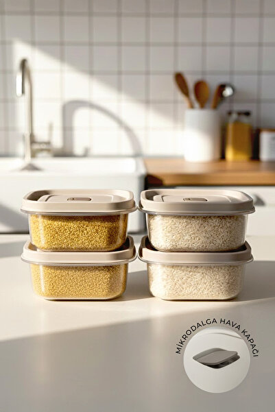 Kitchen Life 4-Piece Leak-Proof Vacuum Large Size Flour Food Container 1000 ml - Soft Lid Detergent Dispenser