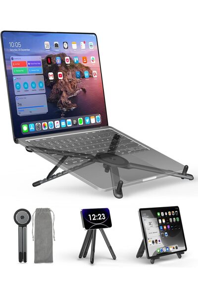 Jmary حامل كمبيوتر محمول محمول للاستخدام على المكتب والسفر، حامل ثلاثي القوائم مغناطيسي للهاتف