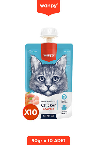 Wanpy 10lu Taze Tavuklu & Havuçlu Kedi Et Ezmesi 10 x 90 gr