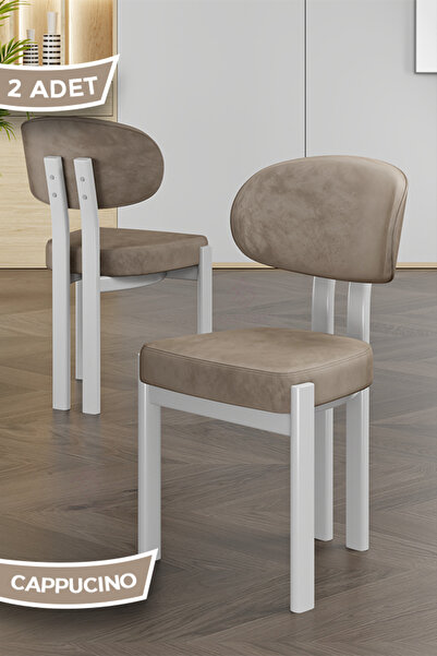 Canisa Dore Serisi 2 Adet Cappucino Babyface Kumaş Beyaz Metal İskeletli Mutf...