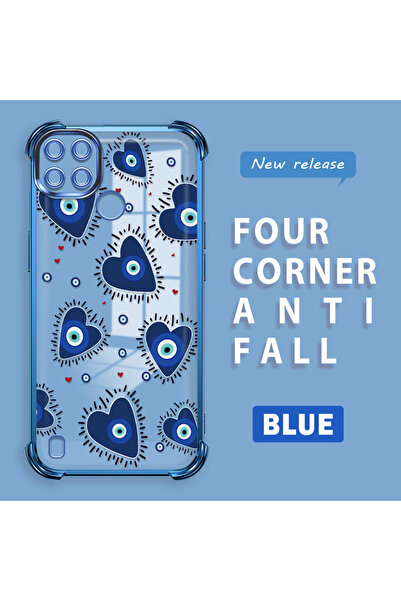 ucuc حافظة حماية من السيليكون الشفاف المتوافقة مع Realme C21Y/C25Y بنمط العين...