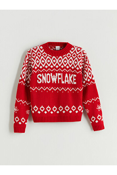 LC Waikiki New Season Crew Neck Patterned Girls' Knitwear Sweater