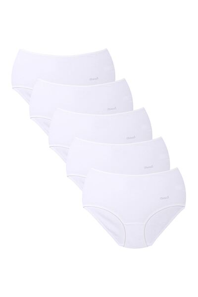 Kom Γυναικεία Βασικά Σλιπ 5 τεμαχίων Maxi Modal Λευκά