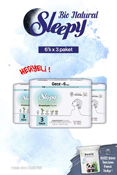 Sleepy 3 عبوات من الفوط الصحية الليلية الطبيعية بيولوجيًا وروزي