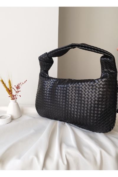 VivazzaLuxe حقيبة يد نسائية من الجلد بنمط حياكة عتيق وحزام، حجم متوسط إلى كبير