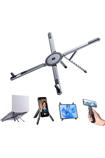 Jmary حامل كمبيوتر محمول مكتبي، قابل للطي، مصنوع من سبائك الألومنيوم، مزود بمغناطيس لرفع الكمبيوتر