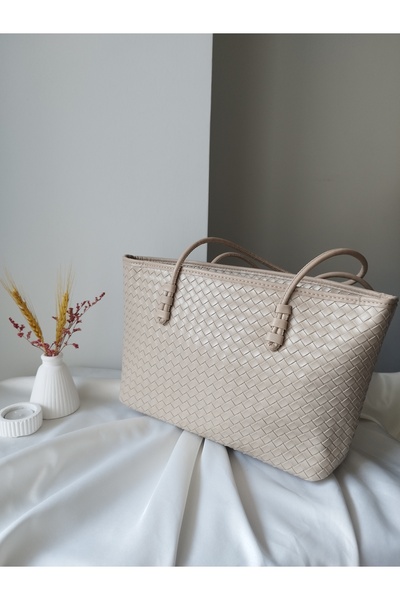 VivazzaLuxe حقيبة يد نسائية كبيرة الحجم من الجلد بنمط حياكة عتيق، حقيبة كتف