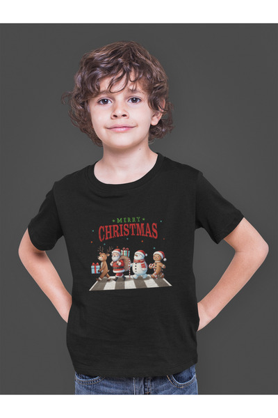 Bumeta Tricou pentru copii Christmas Crossing Santa Deer și Om de zăpadă cu i...