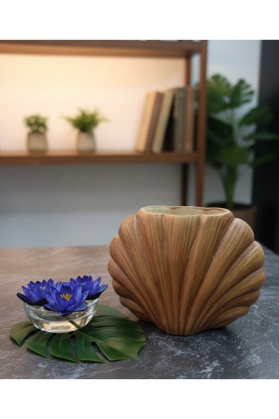 PEGA HOME İstiridye Formlu Dekoratif Kahverengi Vazo