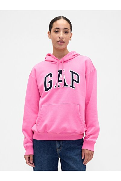 GAP Kadın Pembe Logo Fleece Sweatshirt