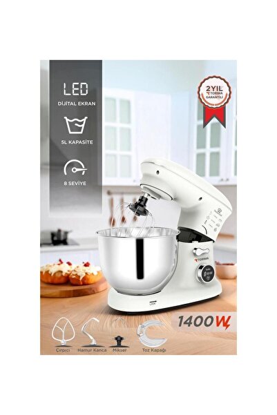 Torima TMK-1400DT Beyaz Stand Mikser , Hamur Yoğurma Makinesi , Mutfak Şefi 1400W