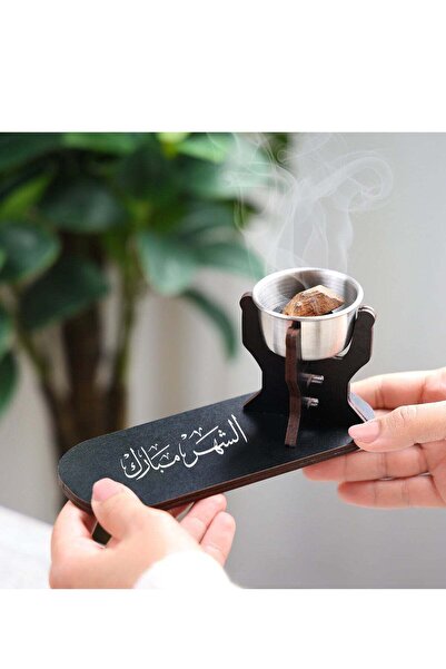 Story of candle Elegant Wooden Incense Burner with 'Happy Month' Phrase