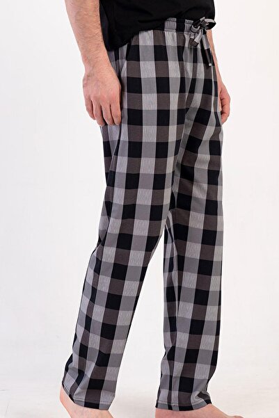 VİENETTA بيجامة رجالية كبيرة الحجم من القطن الممشط باللون الرمادي - 100% قطن C4T8N1904