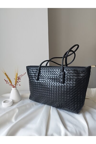 VivazzaLuxe حقيبة يد نسائية كبيرة الحجم من الجلد بنمط حياكة عتيق، حقيبة كتف