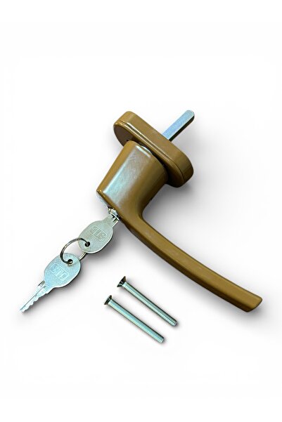 AKSA PVC STD Anahtarlı Kilitli Pvc Pencere Kapı Kolu Tekli Alüminyum Kahverengi