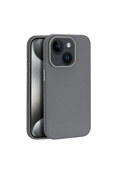 ceppark جراب جوكو لهاتف آيفون 15، غطاء ماجسيف من الجلد - رمادي تيتانيوم