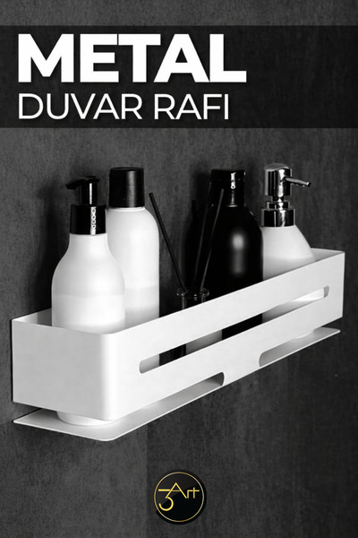 3art Metal Banyo Rafı - Duvara Monte Şampuan & Duş Rafı - Paslanmaz