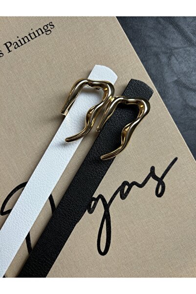 LİA KEMER 2-Piece Keep Patterned Women's Gold Buckle Belt Jacket Belt Dress Belt Trouser Belt