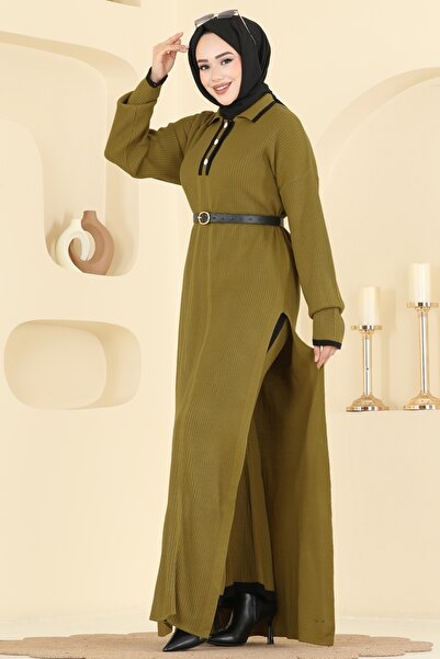 ModaMerve Derin Yırtmaçlı Triko Takım 503TPK1167-MS Asit