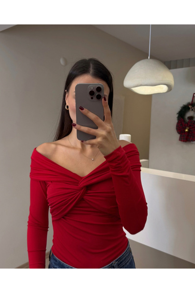 her place Omuz dekolteli drapeli Bluz