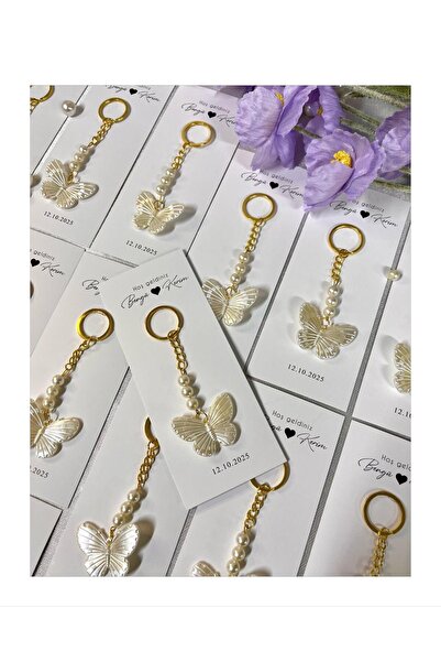 Özlem KİŞİYE ÖZEL TASARLANABİLİR MİNİ KELEBEKLİ ANAHTARLIK SÖZ/NİŞAN/NİKAH/KI...