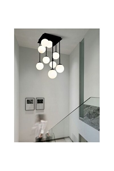 LEDZONE Pendant Chandelier, Led Zone, 9 G9 Sockets, Black, 310x310x550 mm