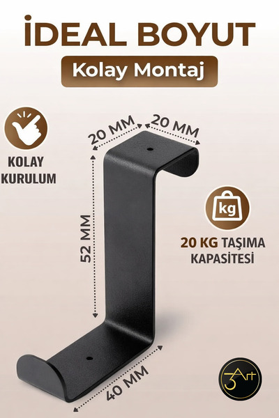 3art Metal Çok Amaçlı Askı - Kapı ve Dolap Askısı - Minimal & Dayanıklı