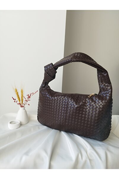 VivazzaLuxe حقيبة يد نسائية من الجلد بنمط حياكة عتيق وحزام، حجم متوسط إلى كبير