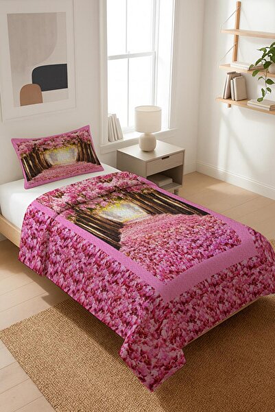 Dolce Mariee Комплект калъфки за единично легло от кадифе с розов дървесен мо...