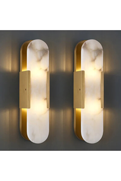 RONİSU AYDINLATMA LUNERA – Doğal Mermer 60 cm Duvar Aplik Eskitme RA-APLK-351...