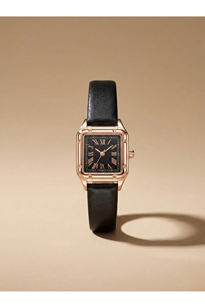 KLISHE Butik ساعة نسائية من الجلد باللون البرونزي الأسود، أولد موني، فاخرة، م...