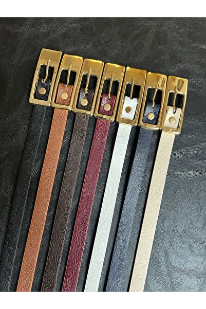 LİA KEMER 7-Piece Inner Patterned Women's Gold Buckle Belt Jacket Belt Dress Belt Trouser Belt