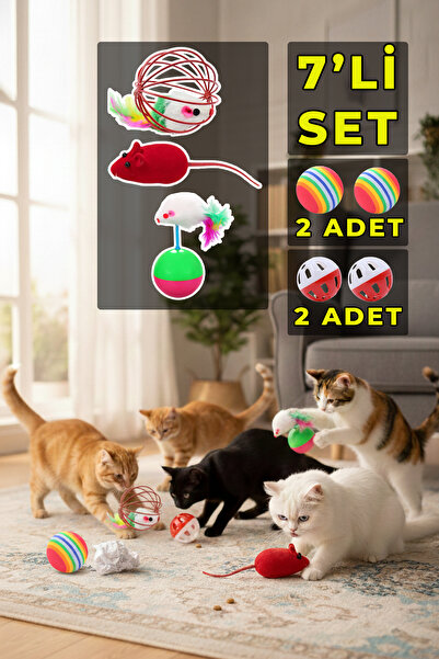 rianka 7’li Kedi Oyuncak Seti | Hareketli Oyuncak + Hacıyatmaz + Peluş Sesli ...