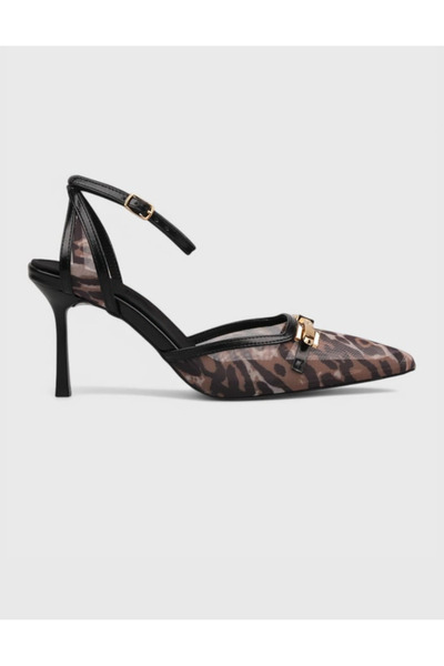 Giydim Gidiyor Туфлі на шпильках Uday з леопардовим принтом та шампанським