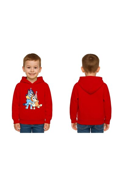 SEDİRLİ Unisex Bluey Printed Children's Swaetshirt Hooded 3 Thread Raster