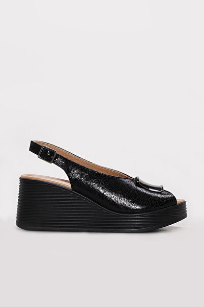 FAST STEP Genuine Leather Women's Wedge Heel Slippers 275Za4012