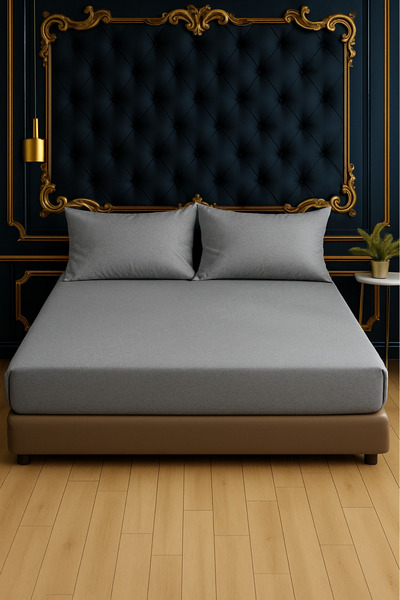 Pera Deluxe ملاءة سرير قطنية ممشطة مرنة باللون الرمادي الداكن مقاس 120×200 سم – إنتاج محلي