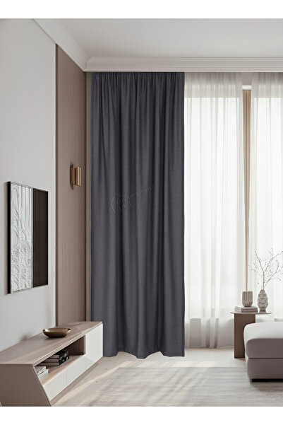 cheap's home Matte Look Linen Textured Modern Background Curtain - No Pleats, Extra Foam, Straight Hanging (Anthracite)