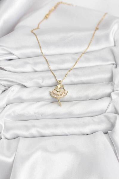 BSRE قلادة نسائية على شكل راقصة باليه ذهبية اللون (فولاذ 316L)